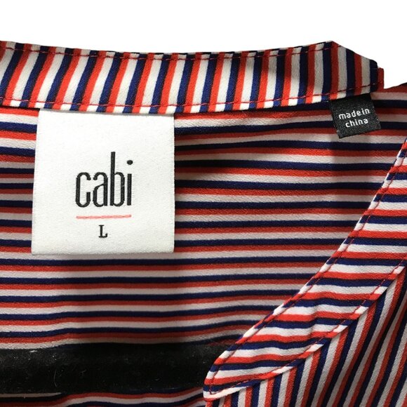 Cabi  Womens‎ Red White Navy Blue Stripe V neck Long Sleeves - Picture 3 of 3